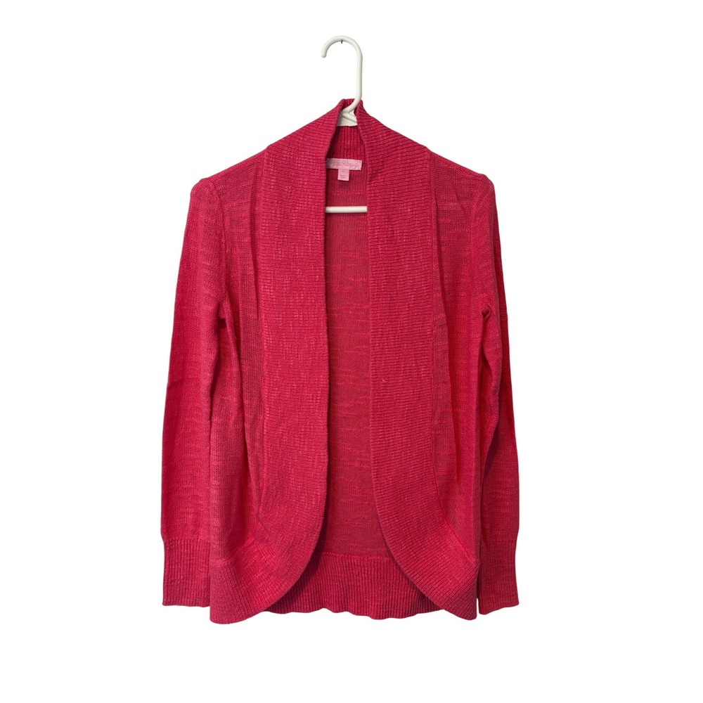 Lilly Pulitzer Lightweight Pink Open Amalie Viscose & Polyester Cardigan‎ XS EUC